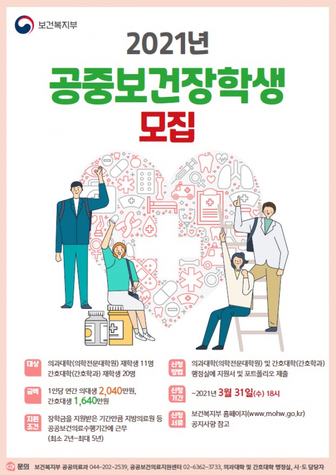 2021년 공중보건장학생 모집 리플렛